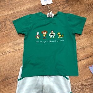 Green Kids T-Shirt with Toy Story Characters
